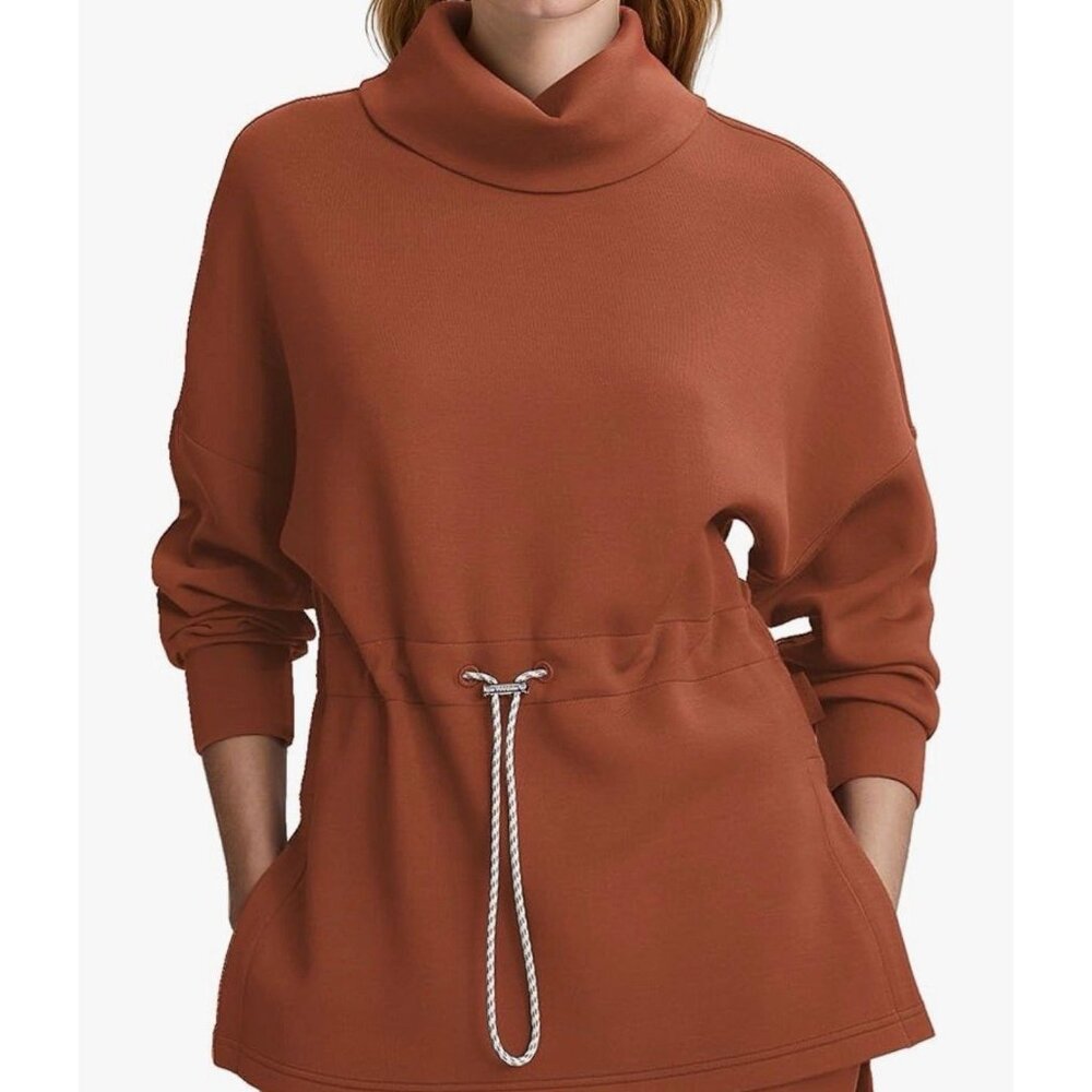 Turtleneck Loose Fit Drawstring Waist Pullover size L Athleisure